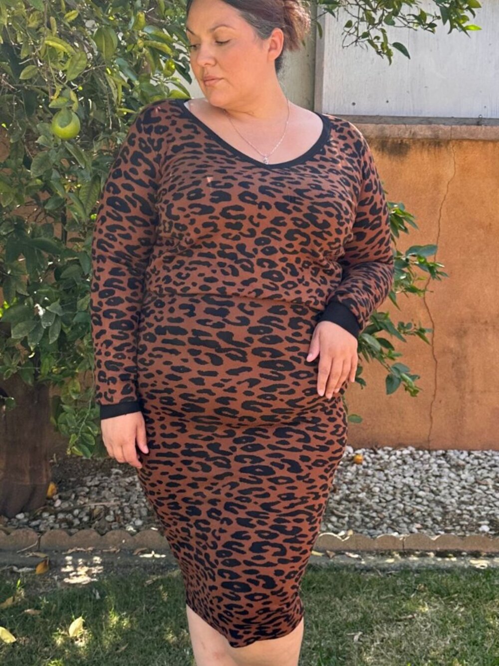 Sofia Vegara Leopard Sweater Dress XL